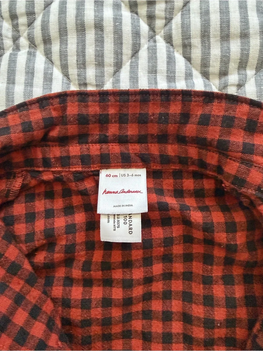 Hannah Andersson checkered coveralls 3-6